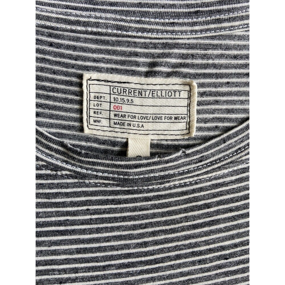 Current Elliott Women Beatnik Shrirt Dress Size M Gray Striped Distressed Casual - Picture 7 of 14